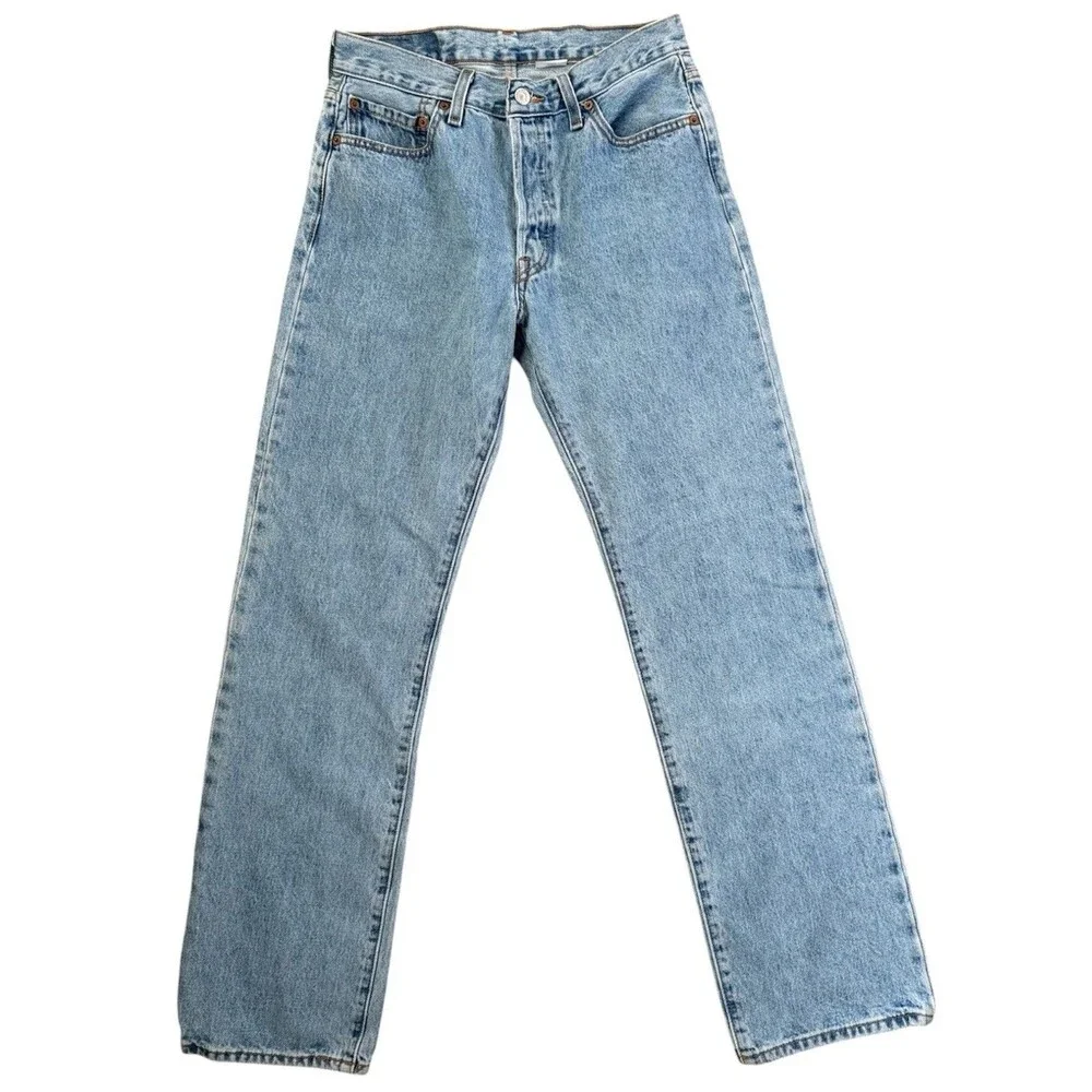 Levis Y2K 501 Original Fit Light Wash Button Fly Straight Leg Jeans Mens 30X32